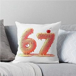 67 Meme Throw Pillow with Frosting Cherry on Top