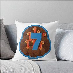 Shirt Meme with Turkeys with Number 7 Throw Pillow