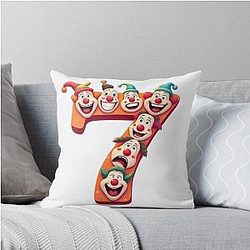 Number 7 Shirt with Clowns Meme 67 Throw Pillow