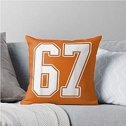 White Number 67 Sports Fan Jersey Style Essential Shirt Pillow