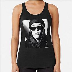 Aaliyah Black and White Funny Racerback Tank Top