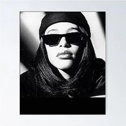 Aaliyah Black White Funny T-Shirt Poster