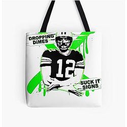 Aaron Rodgers Dropping Dimes All Over Print Tote