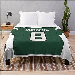 Aaron Rodgers Jets Jersey Throw Blanket
