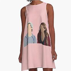 Aaron Taylor Johnson and Elizabeth Olsen A Line Dress