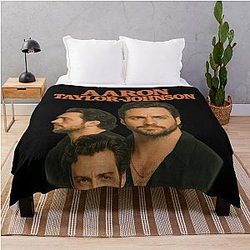 Aaron Taylor Johnson Retro Icon Throw Blanket