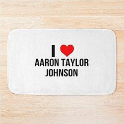 I Heart Aaron Taylor Johnson Marvel Inspired Fan Gift Bath Mat