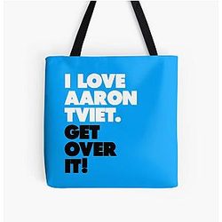 Love Aaron Tveit Get Over It All Over Print Tote Bag