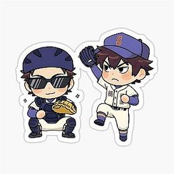 Miyuki and Sawamura Chibi Duo - Ace of Diamonds Sticker