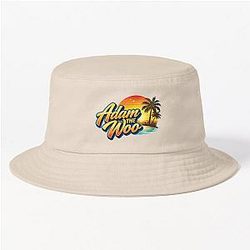 Adam the Retro Sunset Logo Coconut Tree Bucket Hat
