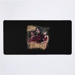 Ada Wong collage design desk mat with yellow gothic text
