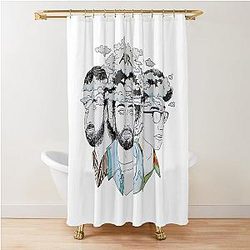 Quarter Note Watercolor Neon Shower Curtain