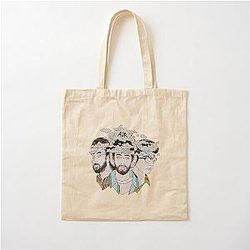 Cotton Tote Bag in quarter note in watercolor design with neon
