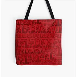 Red Alabama All Over Print Tote Bag