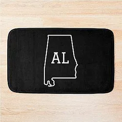 State of Alabama  Abbreviation Outline Bath Mat 

 State of Alabama Bath Mat