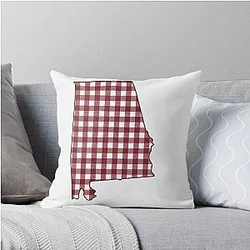 Alabama in Crimson Plaid Pillow