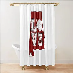 Love Alabama Crimson Football Shower Curtain