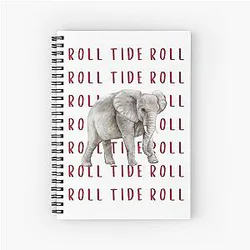 Roll Tide University of Alabama Crimson Tide Elephant Art Spiral Notebook