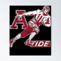 Vintage Alabama Tide Football Player Distressed Poster