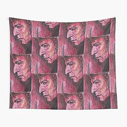 Alan Rickman Hand-Drawn Oil and Ink Portrait Tapestry