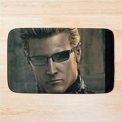 Emo Sunglass Wearing Zombie Man Red Eyed Rizzler Romantic Albert Wesker Resident Evil 5 Bath Mat