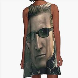Emo Sunglass Wearing Zombie Man Red Eyed Rizzler Albert Wesker Resident Evil 5 A-Line Dress