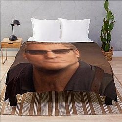 Emo Zombie Man in Albert Wesker RE4 Remake Throw Blanket