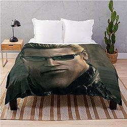 Emo Zombie Man Red Eyed Albert Wesker RE5 Resident Evil 5 Throw Blanket
