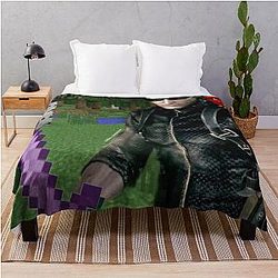 Albert Wesker from Resident Evil 5 but in Minecraft throw blanket