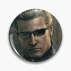 Emo Sunglass Wearing Zombie Man Red Eyed Rizzler Albert Wesker RE5 Resident Evil Pin