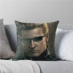 Emo Sunglass Wearing Zombie Man Red Eyed Rizzler Albert Wesker Resident Evil 5 Throw Pillow