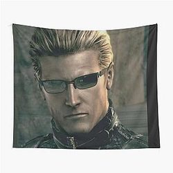 Emo Sunglass Wearing Zombie Man Red Eyed Rizzler Albert Wesker RE5 Resident Evil Tapestry
