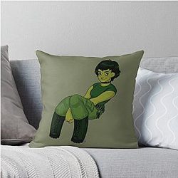 Amanda Young - Short Hair Green Throw Pillow