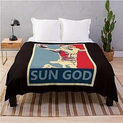 Amon-Ra St. Brown Lions Sun God Campaign Poster Throw Blanket