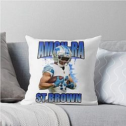 Amon Ra St. Brown Bootleg Throw Pillow