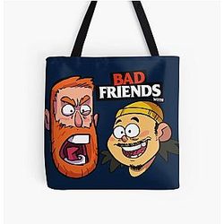 BAD FRIENDS PODCAST WITH BOBBY LEE ANDREW SANTINO All Over Print Tote Bag