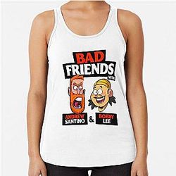 BAD FRIENDS PODCAST - BOBBY LEE AND ANDREW SANTINO Racerback Tank Top