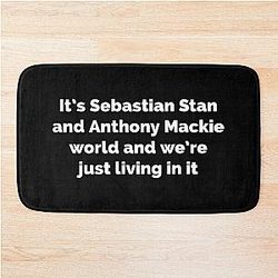 Sebastian Stan and Anthony Mackie world bath mat.
