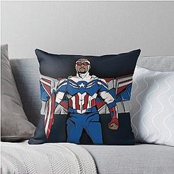 Anthony Mackie Captain America Suit Throw Pillow