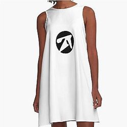 Aphex Twin Style Logo In Black A Line Dress