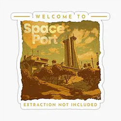 Welcome to Space Port Arc Raiders Inspired Poster Design Sticker