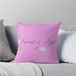 I Want It Ariana Grande Pink Diamond Design Throw Pillow