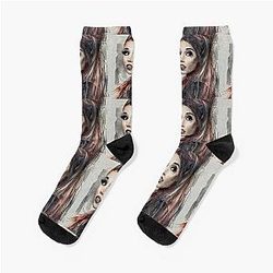 watercolor portrait of Ariana Grande Socks