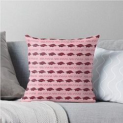 Pink Arkansas Razorbacks Throw Pillow