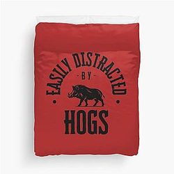 Easily Distracted by the Arkansas Razorbacks Duvet Cover