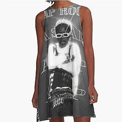 A$ap Rocky Black and White A-Line Dress
