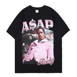 Men's ASAP Rocky Graphic Black T-Shirt Hip Hop Fashion Top Unisex Short Sleeve