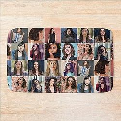 Aubrey Plaza Photo Collage Bathroom Rug