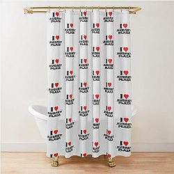 I Love Aubrey Plaza Black Font Shower Curtain