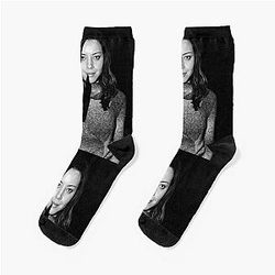 Aubrey Plaza Holding Socks
